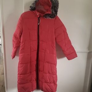 Full length puffer coat,bright red, new!